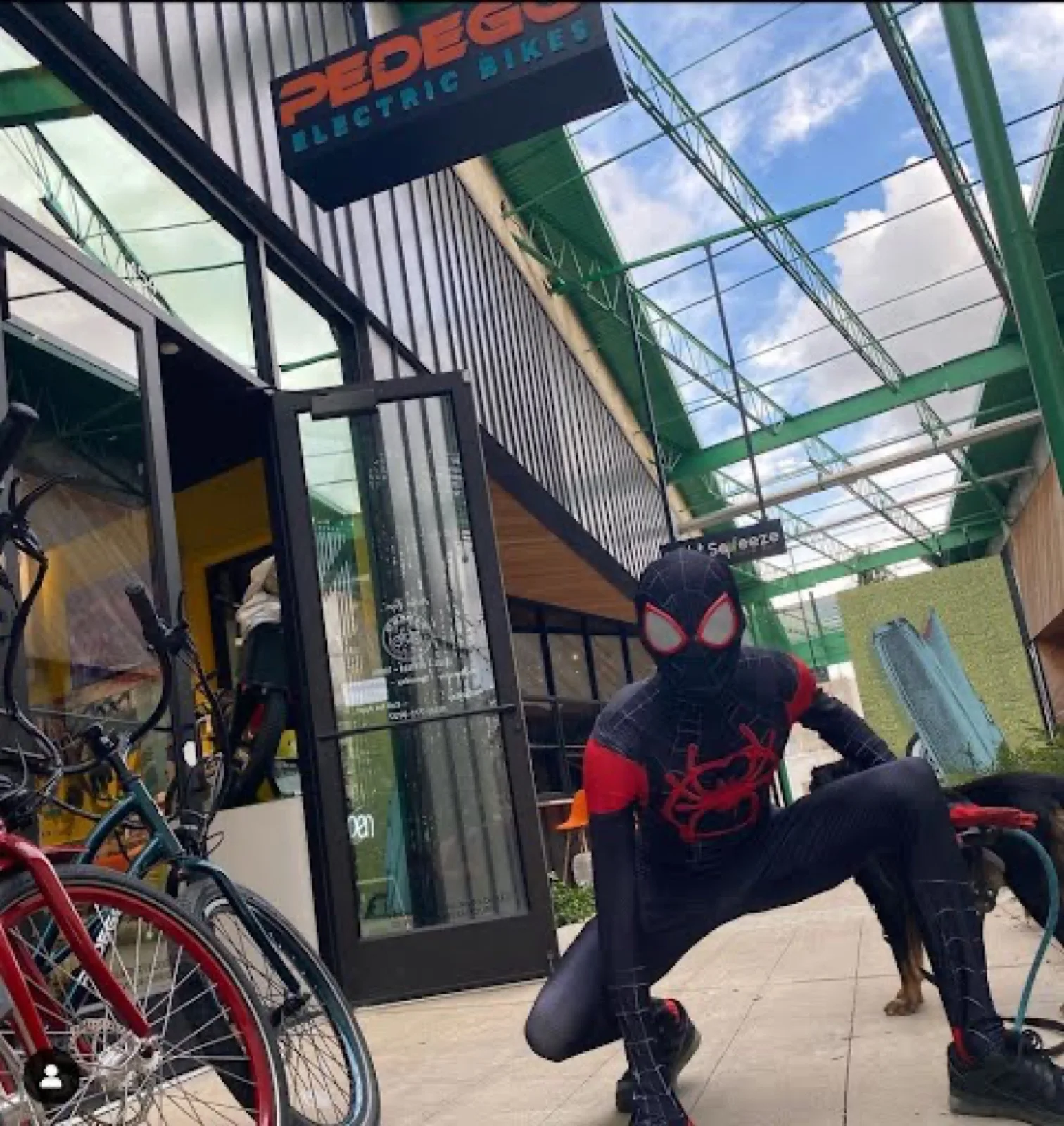 Masked Web Hero party character in Miami