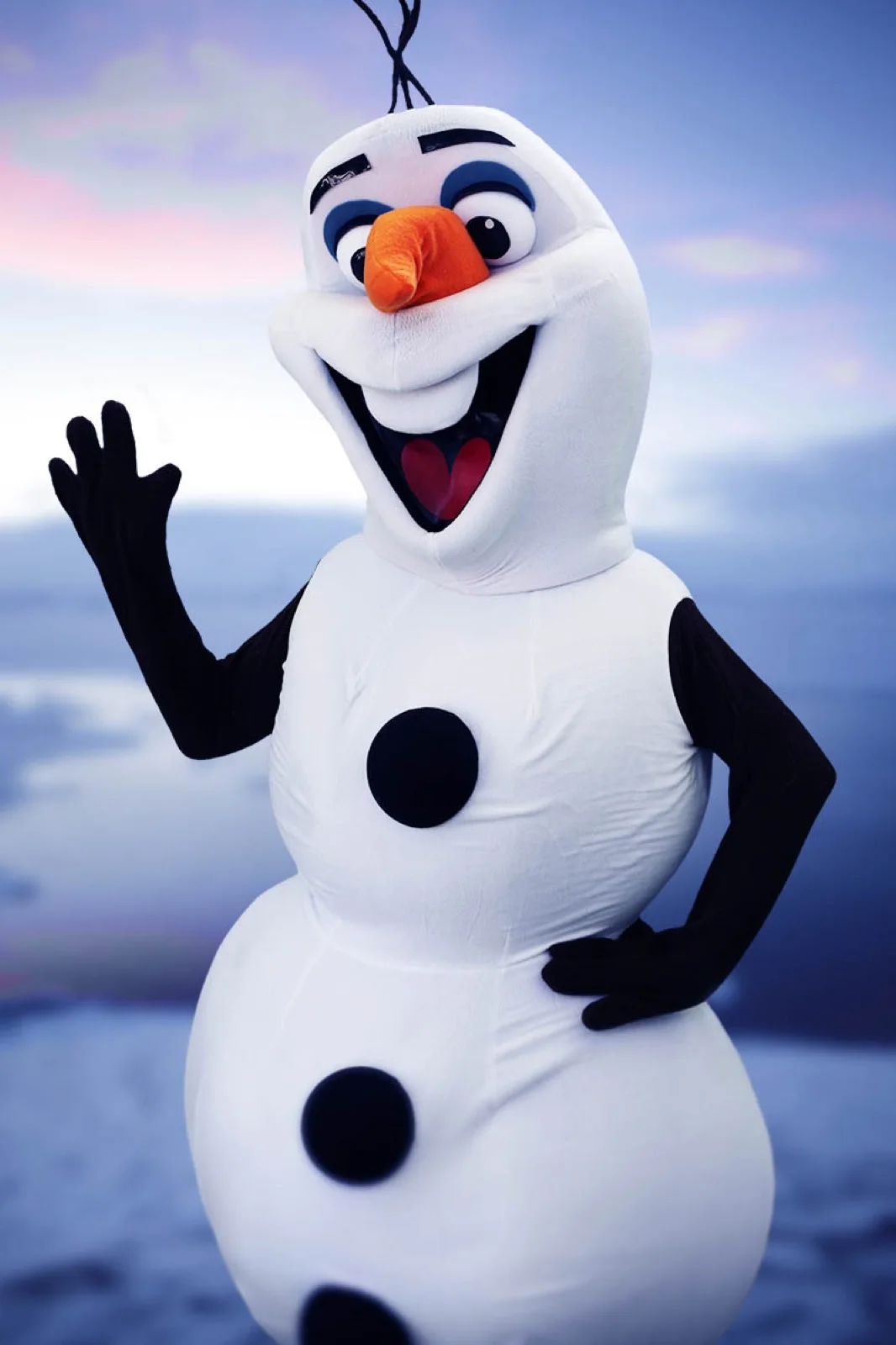 Snowman party character in Miami