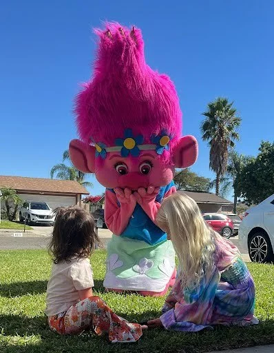 Pink Troll party character in Miami